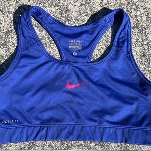 Nike Women's Dri-FIT Blue and Pink Sports Bra